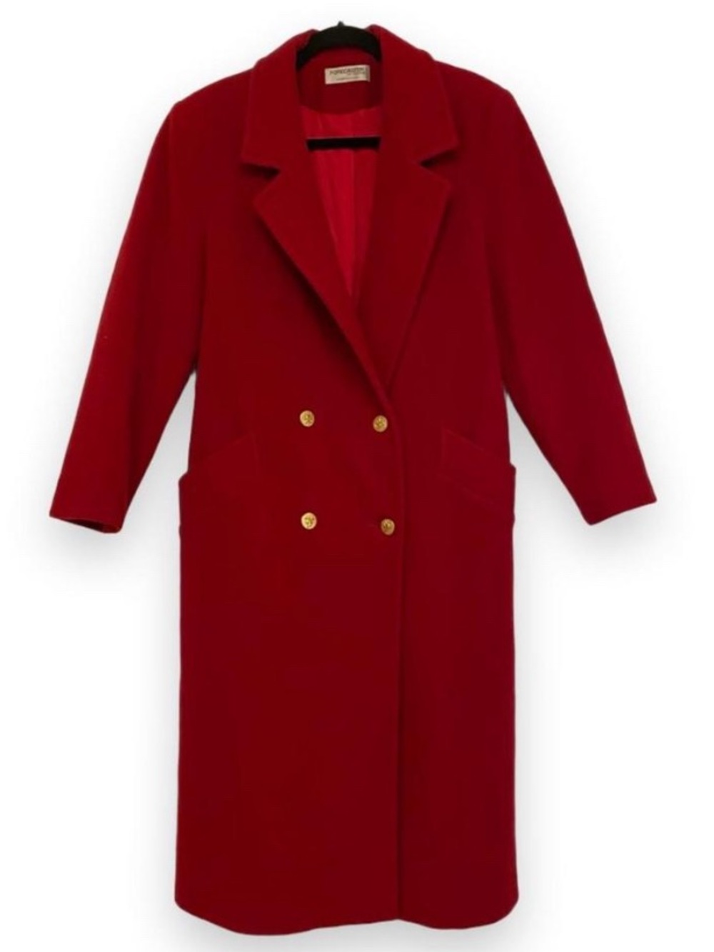 Vintage Wool Trench Overcoat Forecaster of Boston Red Gold Buttons 9/10